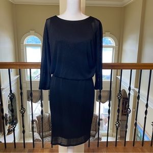 Nine West, Mid-length Dress with sheer overlay in Caviar